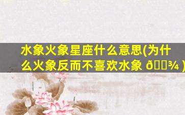 水象火象星座什么意思(为什么火象反而不喜欢水象 🌾 )